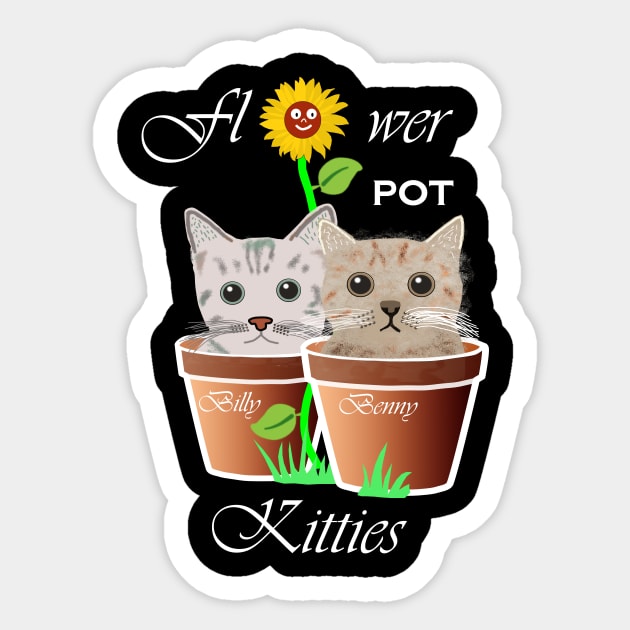 Flower pot kitties Sticker by Alex Bleakley